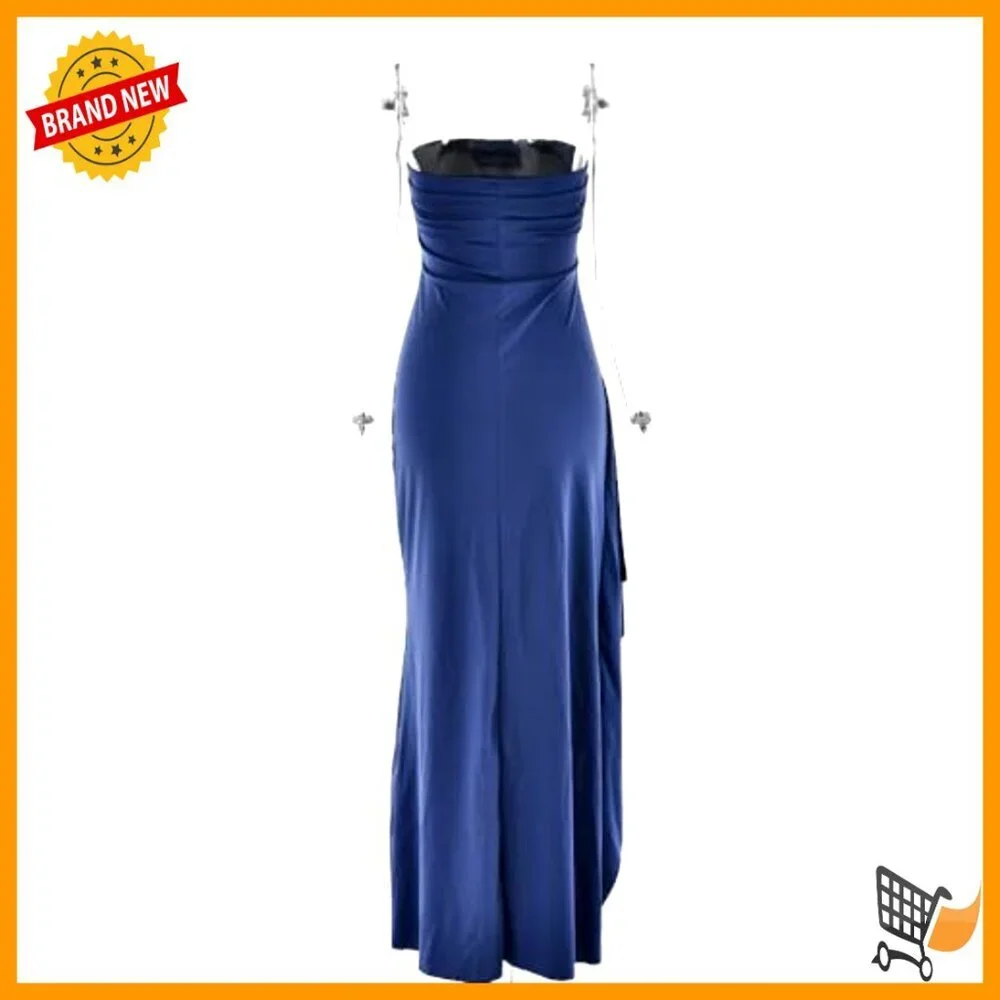 Strapless Backless Maxi Dress Bodycon Ruched High Split Off Shoulder Party